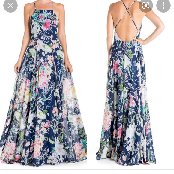 Meghan LA Dresses Meghan La Midnight Floral Maxi Dress Xl
